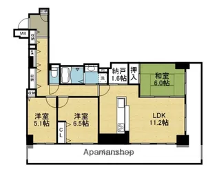 リバーカントリーガーデン京橋【2510号室】の間取り