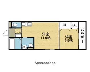 クリエオーレ大今里Ⅰ【101号室】の間取り