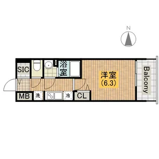 プレサンス上町台筆ヶ崎 NORTH【0202号室】の間取り