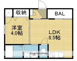 カンテサンス勝山北Ⅱ【102号室】の間取り