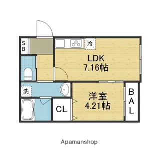 大阪府大阪市生野区桃谷3丁目【アパート】の間取り