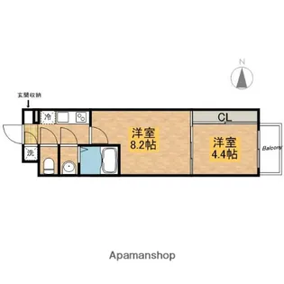 エグゼ難波東【9階】の間取り