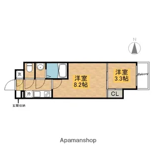 エグゼ難波東【1205号室】の間取り