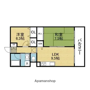 ハイツ天王寺Ⅰ号館【1階】の間取り