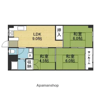 烏ヶ辻コーポ【612号室】の間取り