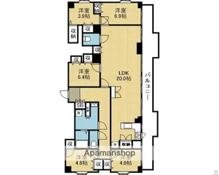 グランデカワノ烏ヶ辻【701号室】の間取り