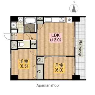 ブリリアン夕陽丘【9階】の間取り