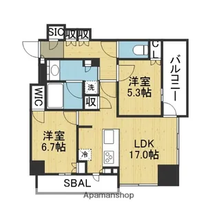 メトライズタワー大阪上本町【9階】の間取り