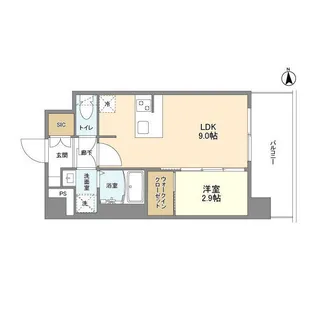 シャテーニュ上本町【0702号室】の間取り