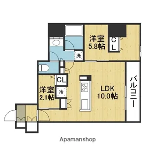 アーバネックス天満橋FRONT【801号室】の間取り