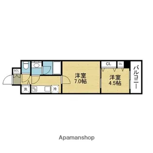 スプランディッド上本町WESTⅡ【1002号室】の間取り