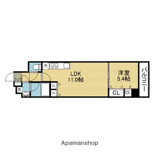 スプランディッド上本町WESTⅡ【11階】の間取り