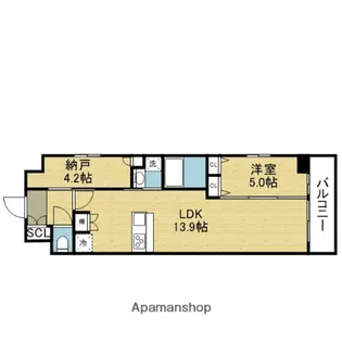 スプランディッド上本町WESTⅡ【6階】の間取り