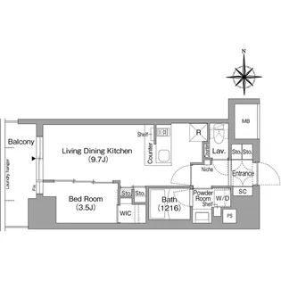 コンフォリア・リヴ北浜淡路町【0402号室】の間取り