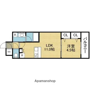スプランディッド本町東DUE【9階】の間取り