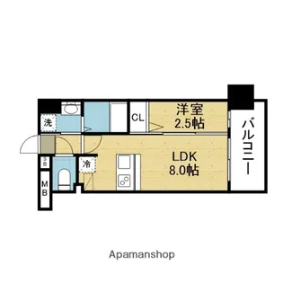 Luxe玉造南【13階】の間取り