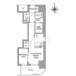 コンフォリア・リヴ博労町一丁目Q【0807号室】の間取り