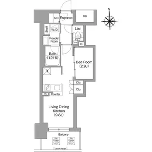 コンフォリア・リヴ博労町一丁目Q【0806号室】の間取り