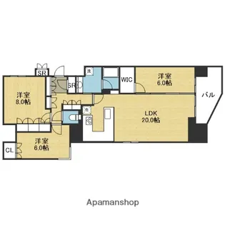 リバーガーデン四天王寺【17階号室】の間取り
