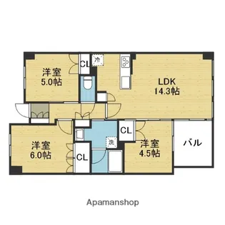 リバーガーデン四天王寺【602号室】の間取り