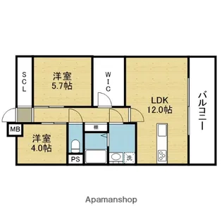 シャルマンフジビルト・モアー勝山【6階】の間取り