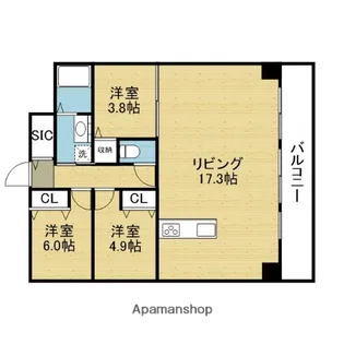 PARKHILLS安堂寺町【6階】の間取り