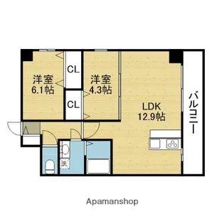 PARKHILLS安堂寺町【2階】の間取り