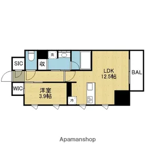 ザ・パークハビオ谷町六丁目クロス【13階】の間取り