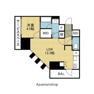 ザ・パークハビオ谷町六丁目クロス【5階】の間取り