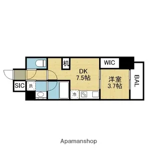 ザ・パークハビオ谷町六丁目クロス【13階】の間取り