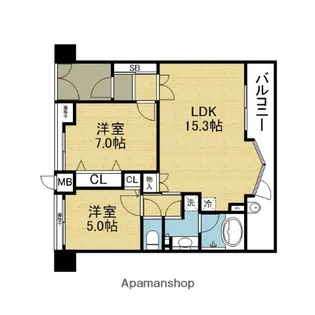 ル・グランデ城東放出【8階】の間取り