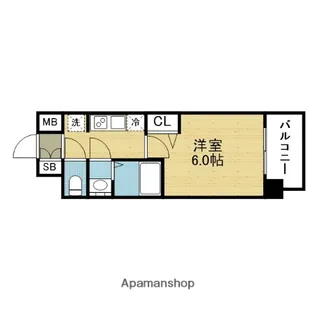 アドバンス大阪クラージュ【6階】の間取り