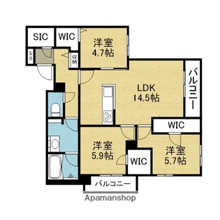 シャーメゾングランノード【2階】の間取り