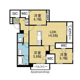 シャーメゾングランノード【3階】の間取り