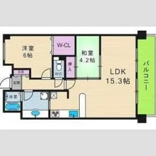 シャルマンフジリッツ夕陽丘【4階】の間取り