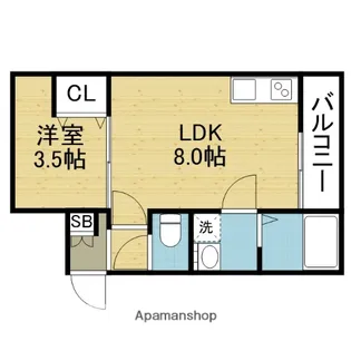 LE BLANC 南巽 TERRACE【102号室】の間取り