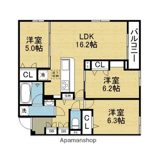 ココルトリシア【1階】の間取り