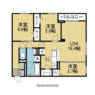 ココルトリシア【1階】の間取り
