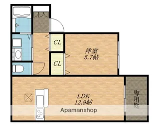 ラシーネ大今里【1階】の間取り