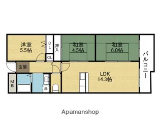 シャトークレール【2階】の間取り