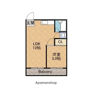 1LDKの間取り画像