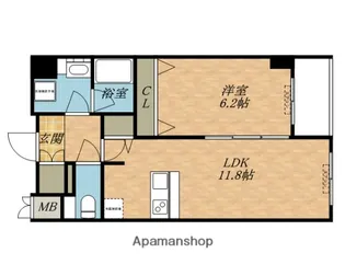 セレッソコート上本町EAST【9階】の間取り