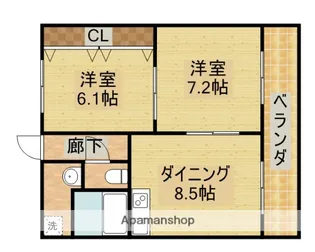 マンスフィールド桃谷【502号室】の間取り