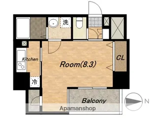 エステムコート心斎橋EASTⅢエクシード【14階】の間取り