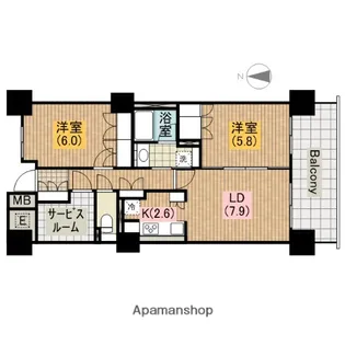 エル・セレーノ上本町レジデンス【9階】の間取り