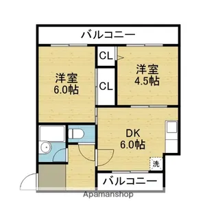 ハイツ三喜屋【203号室】の間取り