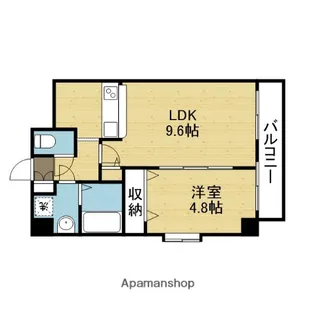 ラムール玉造【201号室】の間取り