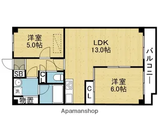 コープ野村深江橋【3階】の間取り
