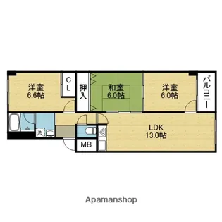 緑橋第2コーポ2号棟【408号室】の間取り