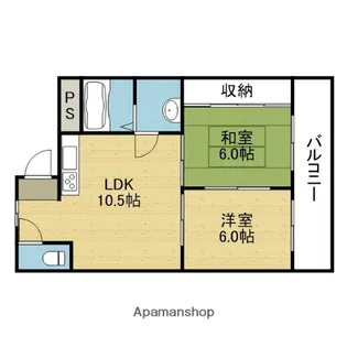 ローズマンション新深江【206号室】の間取り